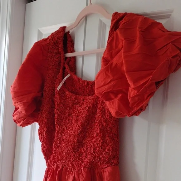  FREE PEOPLE Kalina Midi dress in Persimmon size Large - Picture 6 of 8